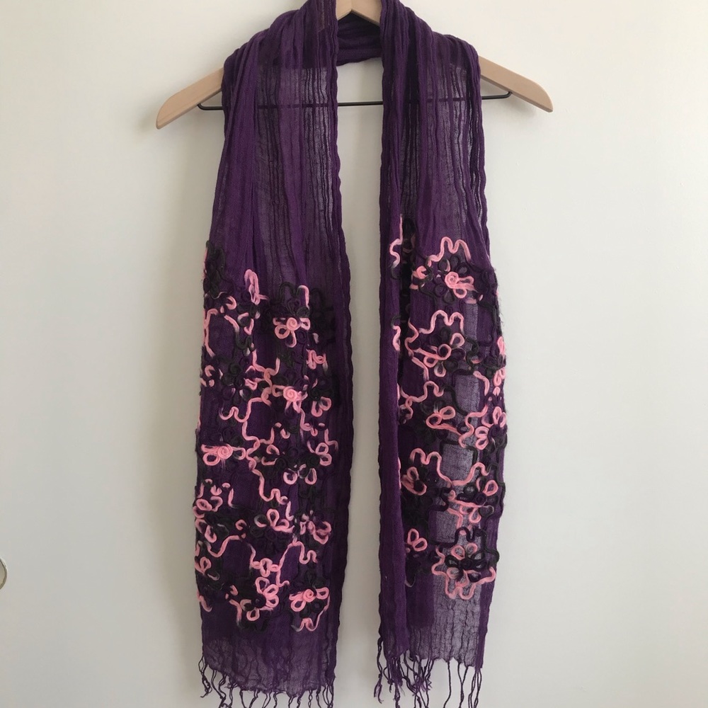 Purple linen scarf